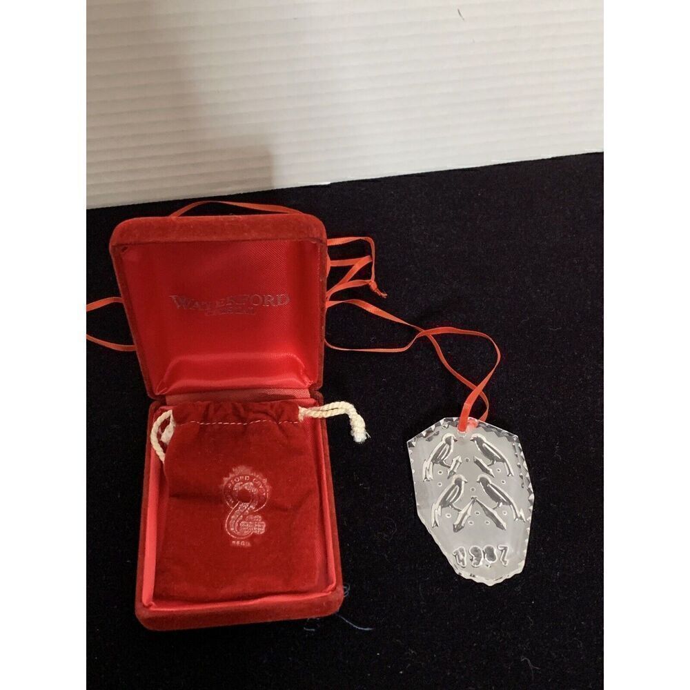 Waterford Crystal 12 Days of Christmas Tree Ornament w/ Original Box & Bag 1987